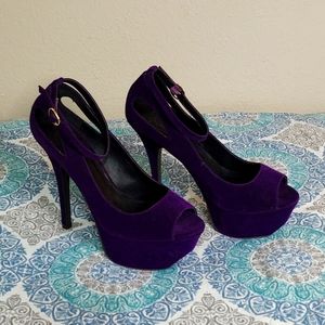 Purple Sexy Open-Toe Ankle Strap Heels 💜